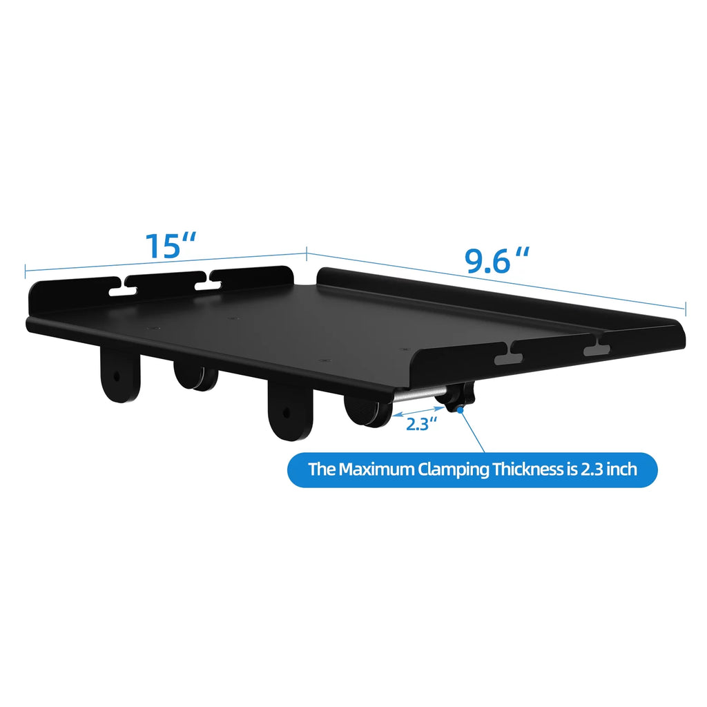 Bedside Shelf for Bed, Clip On Organizer Tray with Charging Slot, Black D33680