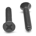 #8-18 x 2 Phillips Flat Head Sheet Metal Screw Black Zinc Plated E85295