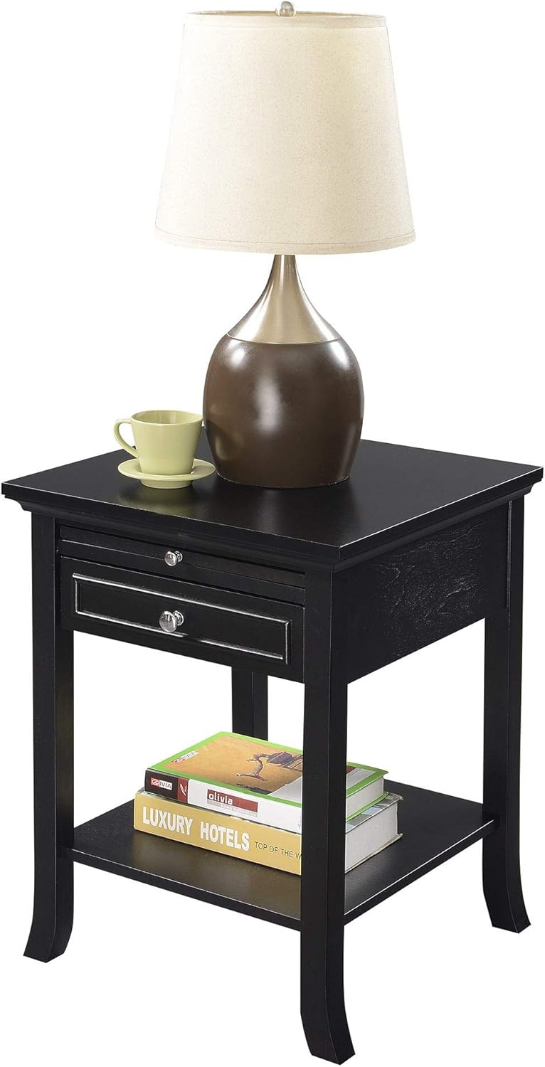 Black End Table with Drawer and Slide O5411