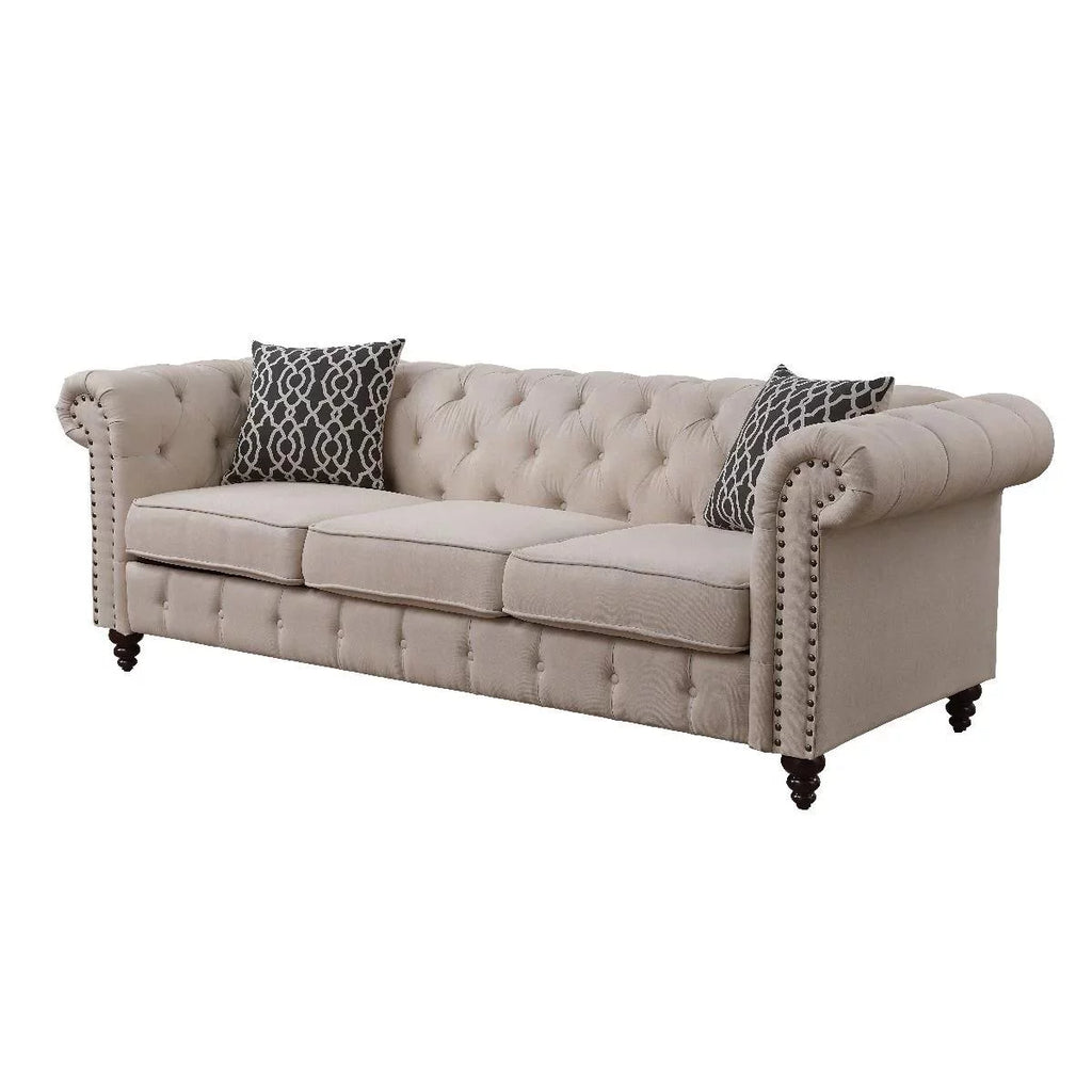 Tan Linen Sofa Loveseat and Chair A968
