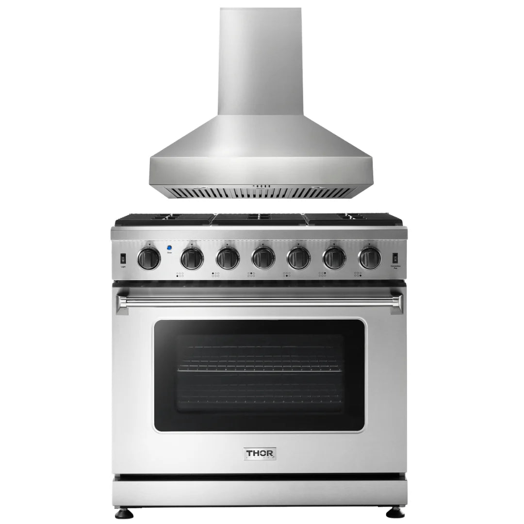 36 Inch Gas Range and Range Hood I3484