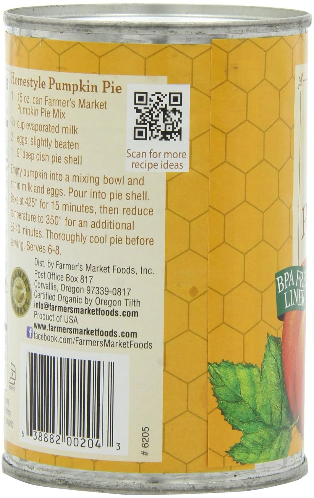 Organic Canned Pumpkin Pie Mix 15-Ounce Cans Pack Of 12 D195571
