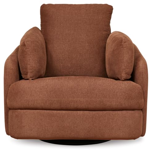 Orange Swivel Glider Rocker Recliner with 2 Bolster Pillows B674681