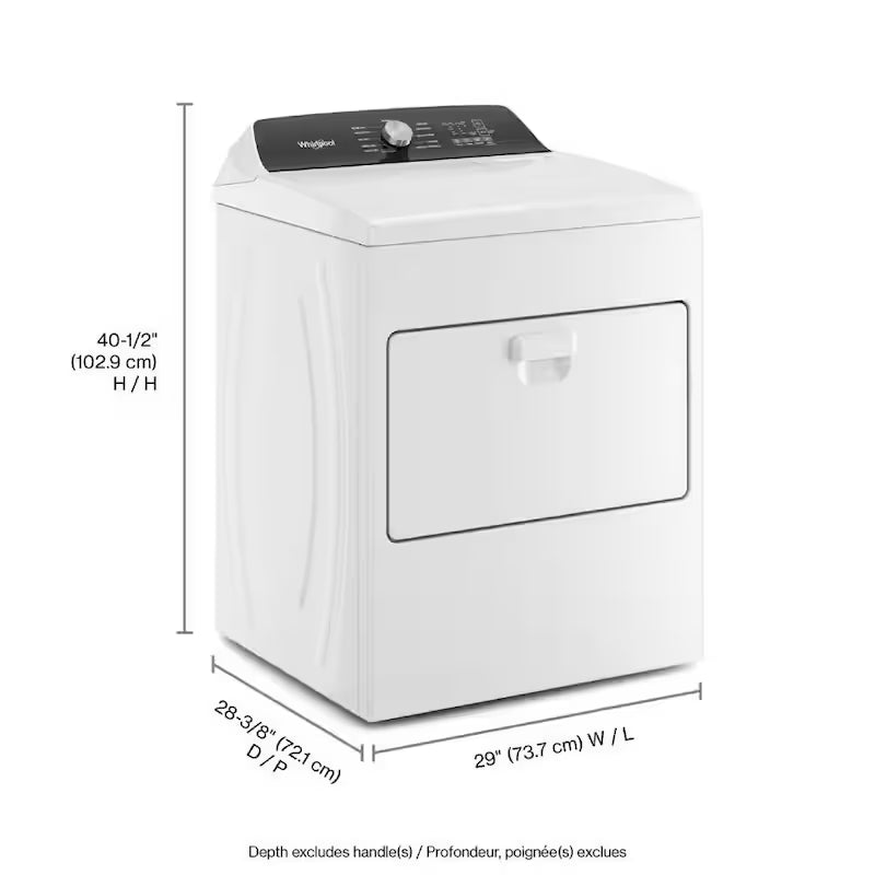 White Top Load Gas Moisture Sensing Dryer D3247