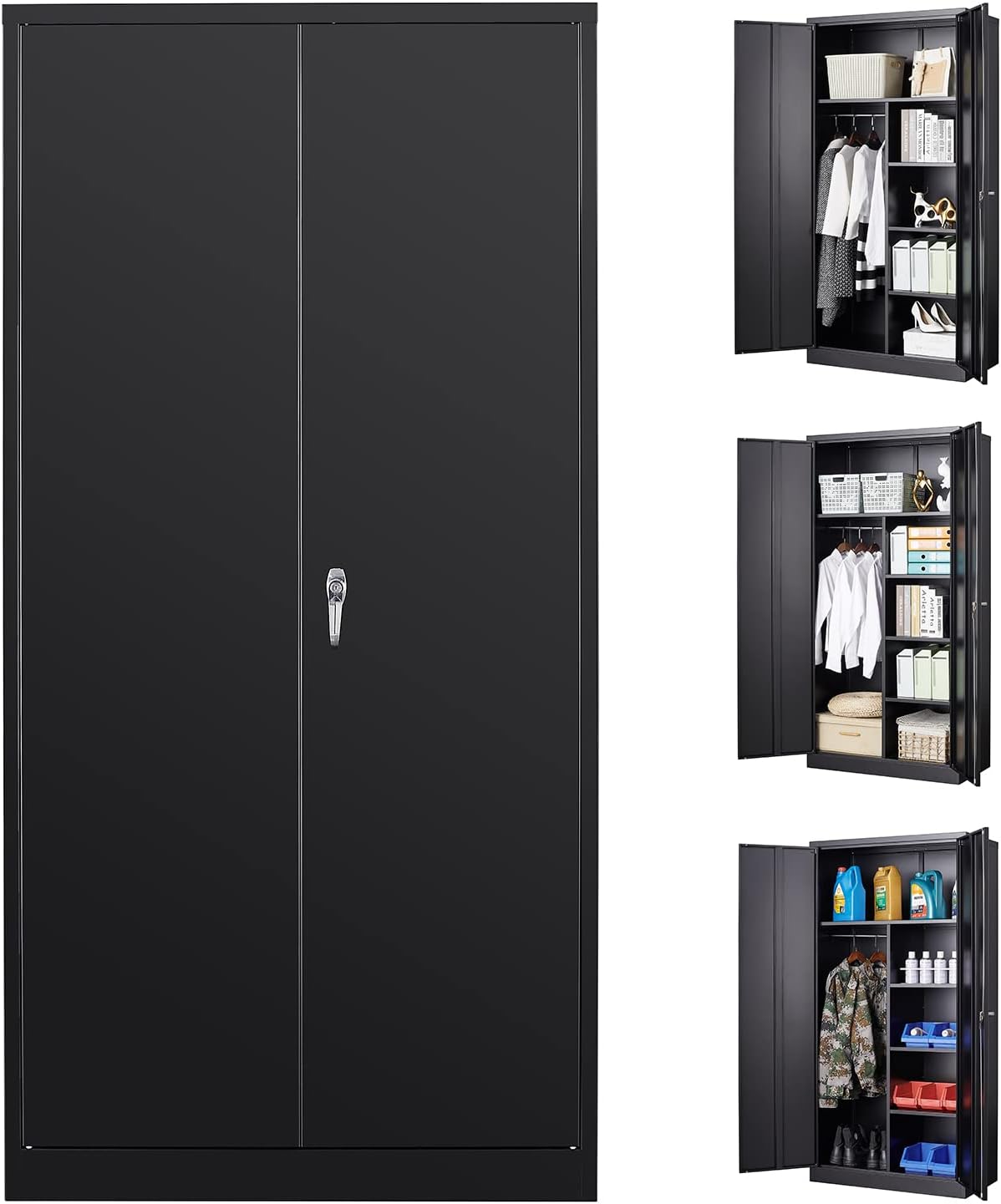 Black Tall Steel Locker Storage Cabinet J946023