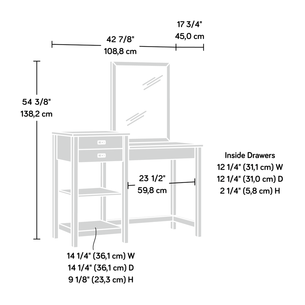 Soft White Bedroom Vanity with Mirror G53141