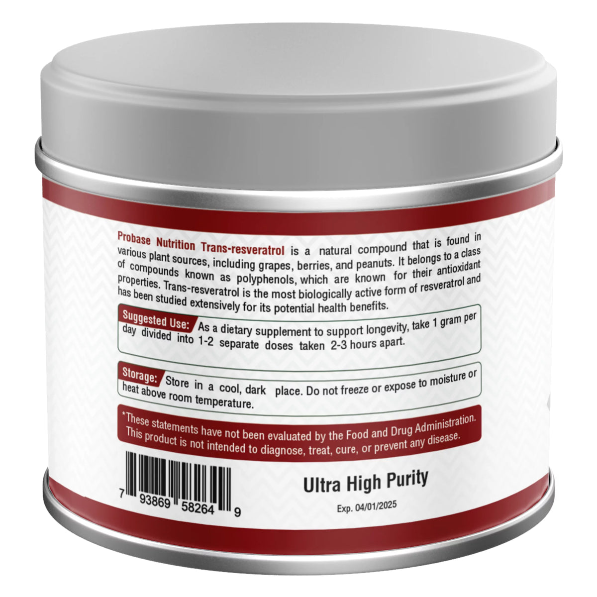 Micronized Trans-Resveratrol Powder 1000mg 40g C2666