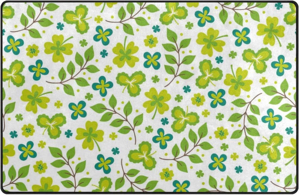 Lightweight Soft Area Rugs 60 x 39 inch Green Leaves J80641