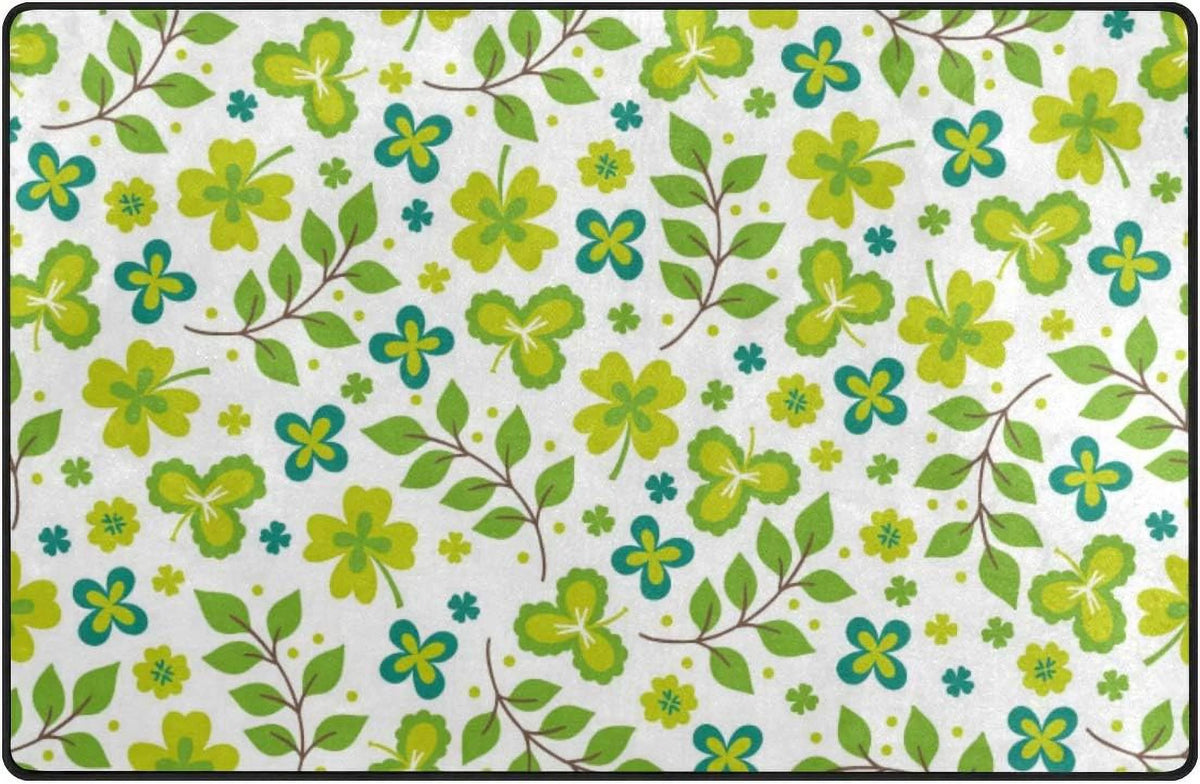 Lightweight Soft Area Rugs 60 x 39 inch Green Leaves J80641