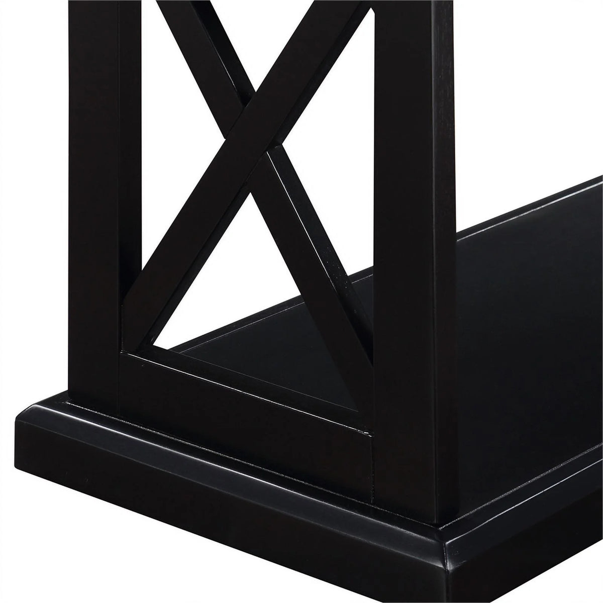 Black Wood Console Table with Shelves I5472