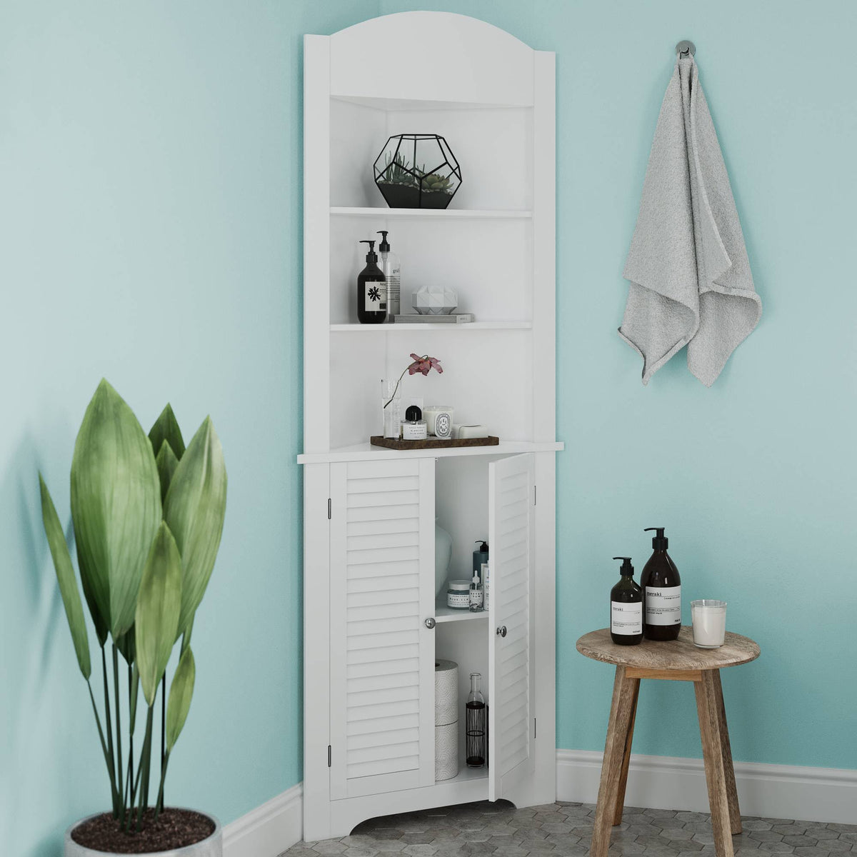 White Tall Corner Cabinet X89160