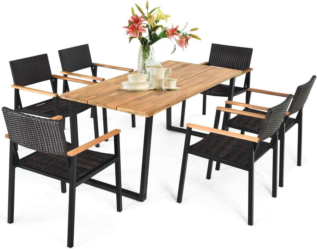 7 Pc Acacia Wood Outdoor Dining Set G38221