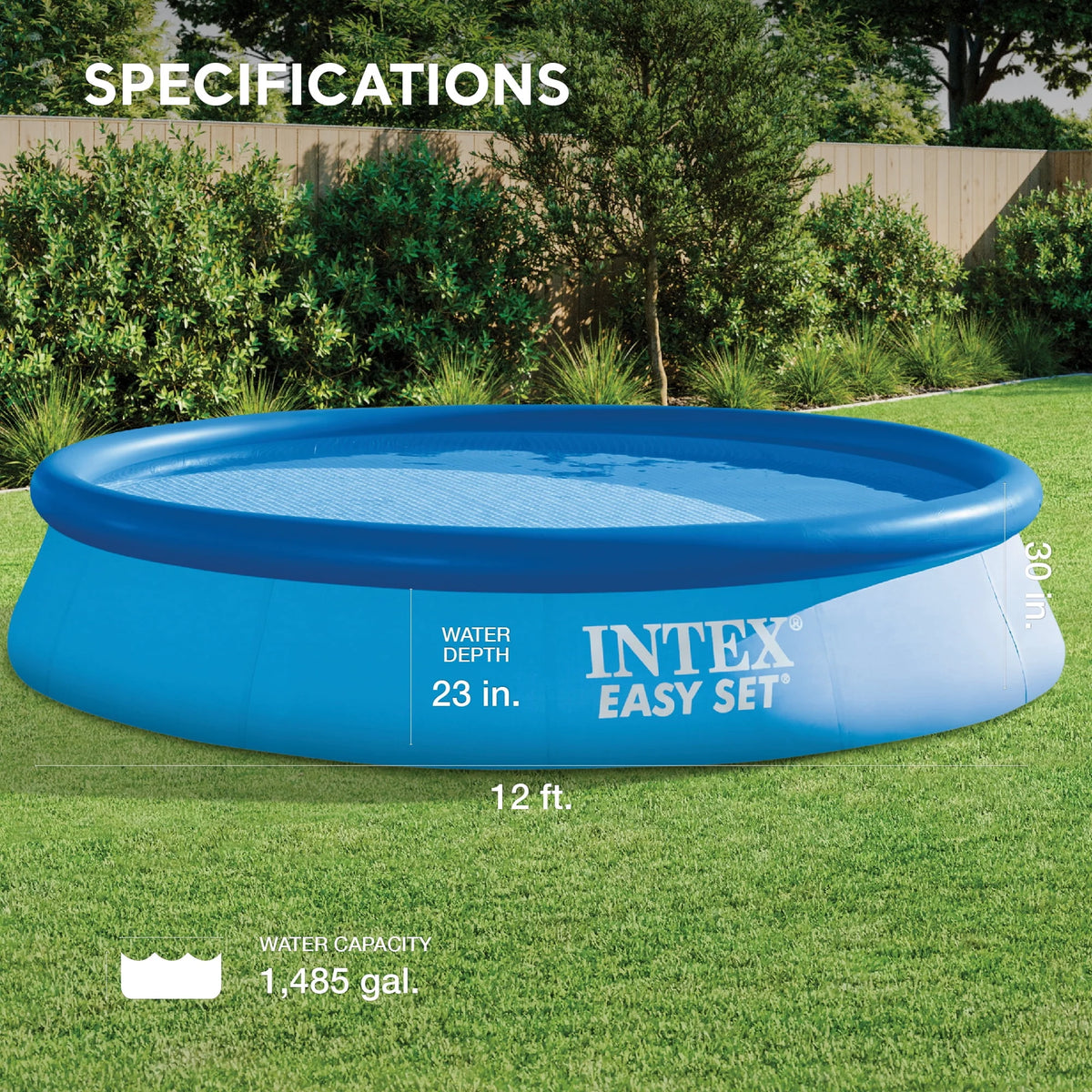 12ft x 30in Inflatable Swimming Pool with Filter Pump W43731