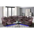 Brown Faux Leather Reclining Sectional F977