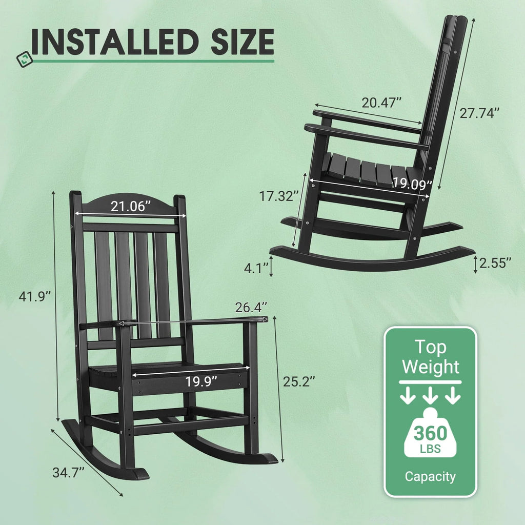 White All Weather Resistant Resin Adirondack Rocking Chair F95625