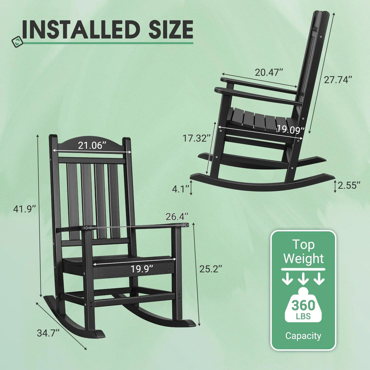 White All Weather Resistant Resin Adirondack Rocking Chair F95625