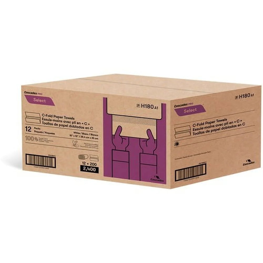 White C-Fold Paper Towels 200 Per Pack W420752