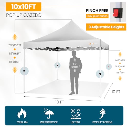 10x20 Pop Up Canopy Tent with 6 Sidewalls, Wheeled Bag & 4 Sandbags, White K4315
