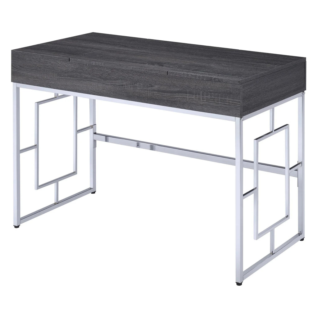 Vanity Desk in Chrome and White J6362