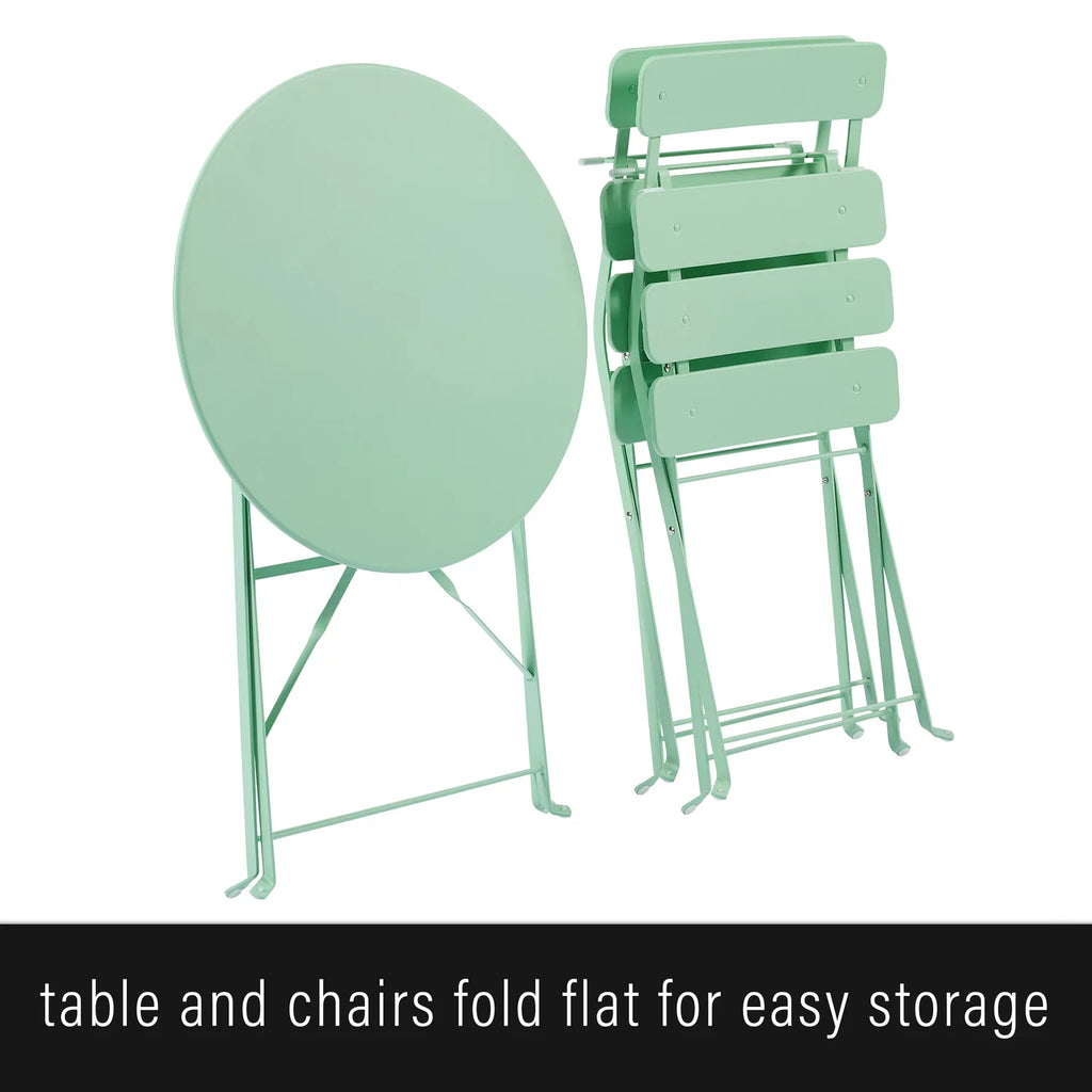 3-piece Mint Green Outdoor Metal Bistro Set X4917