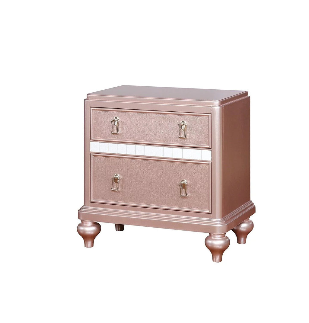 Rose Gold Twin Size Bed 6pc Set Dresser Mirror Nightstand Chest T6093