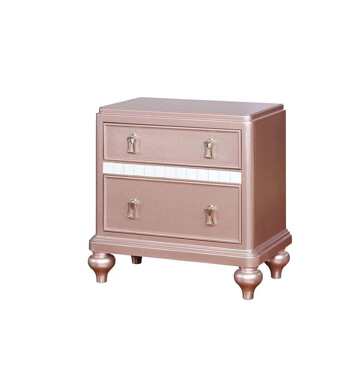 Rose Gold Twin Size Bed 6pc Set Dresser Mirror Nightstand Chest T6093