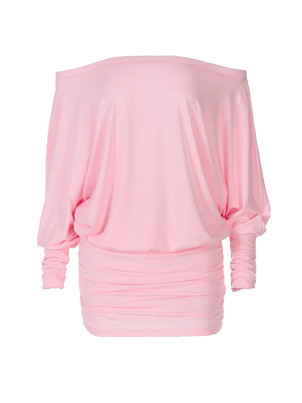 Off The Shoulder Sheer Ruched Dress S937907