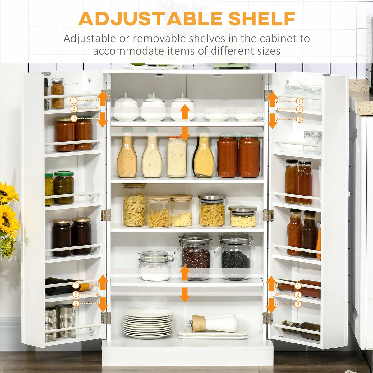 White 2 Door Storage Cabinet with Adjustable Shelves U3165