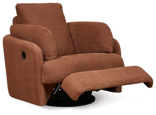 Orange Swivel Glider Rocker Recliner with 2 Bolster Pillows B674681