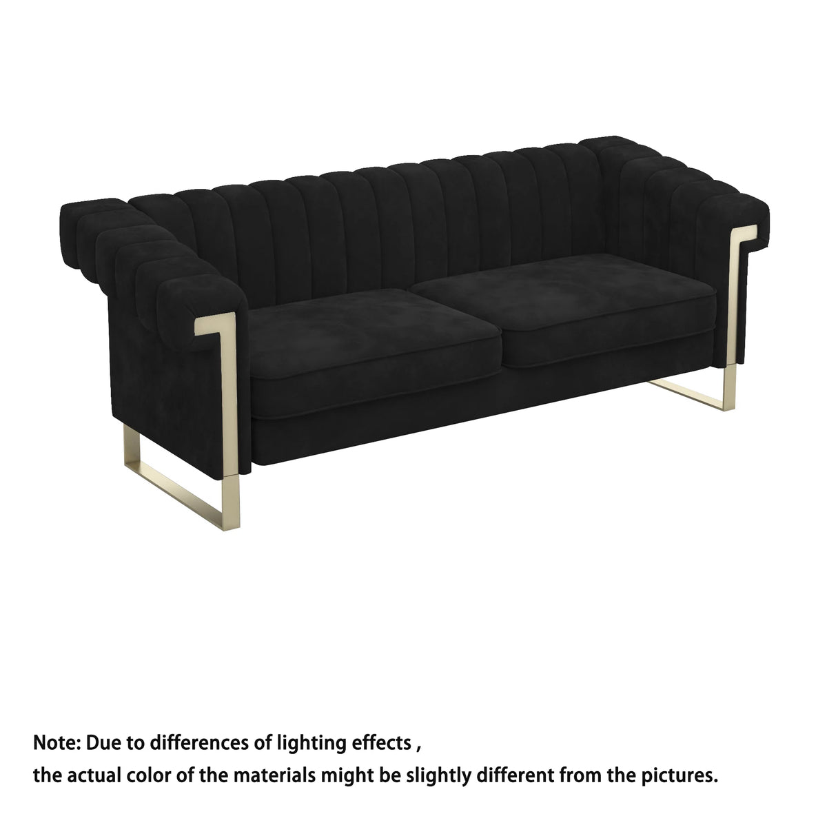 Blue Velvet Chesterfield Sofa with Gold Legs I456264