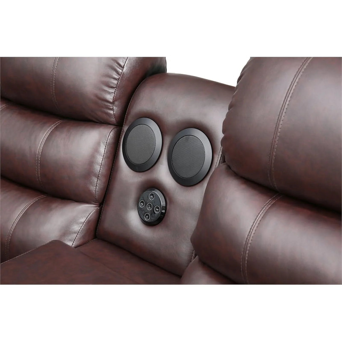 Brown Faux Leather Reclining Sectional F977