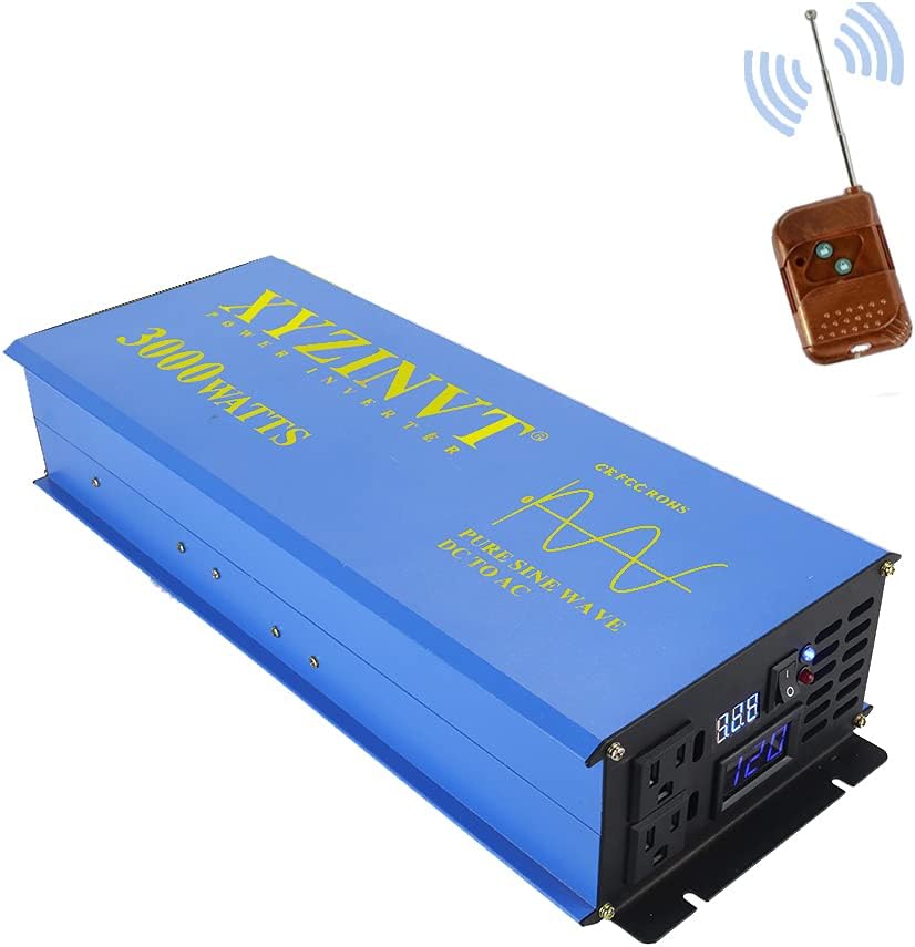 3000 watt Pure Sine Wave Power Inverter dc 24v to ac 120v with LED Display and Wireless Remote Controller Z839