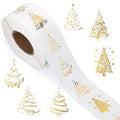 1000Pcs Clear Christmas Stickers Roll Gold Foil Self-Adhesive Label Decals C20527