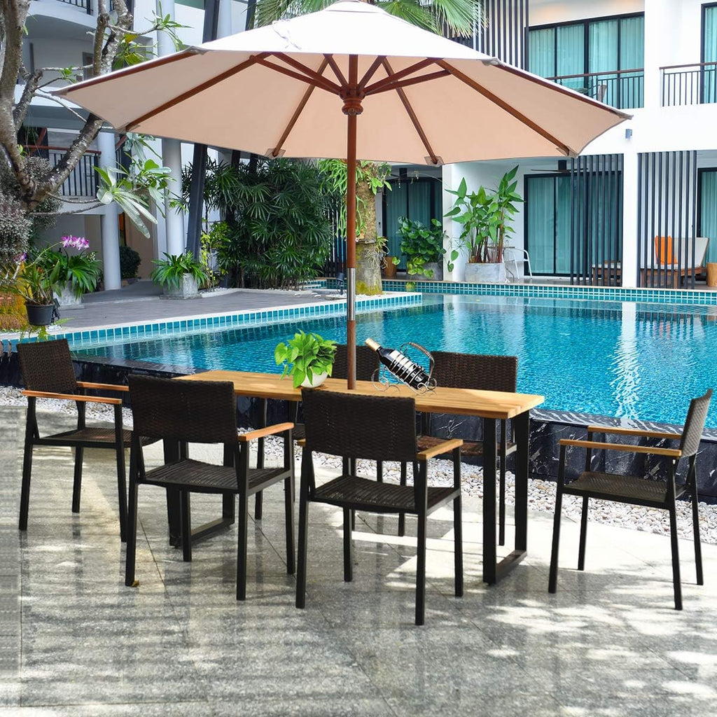 7 Pc Acacia Wood Outdoor Dining Set G38221