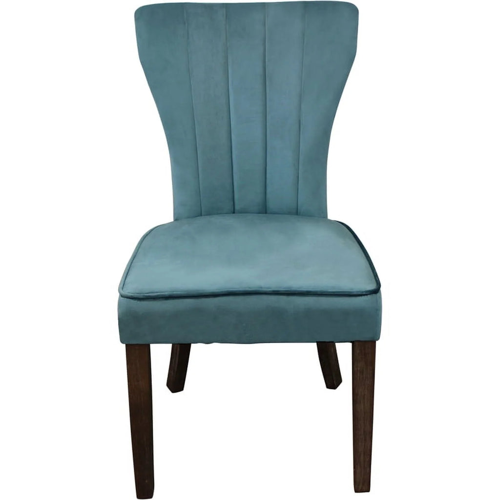 Dining Table Set with Solid Wood Round Table and 6 Chairs in Teal C375