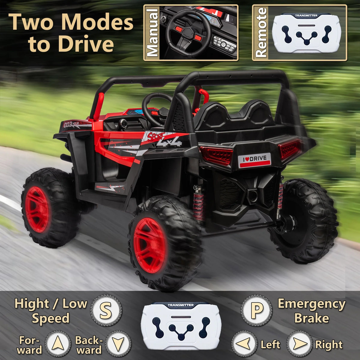 24V 2 Seater 4 Wheel Drive Ride on Truck with Remote Control P231