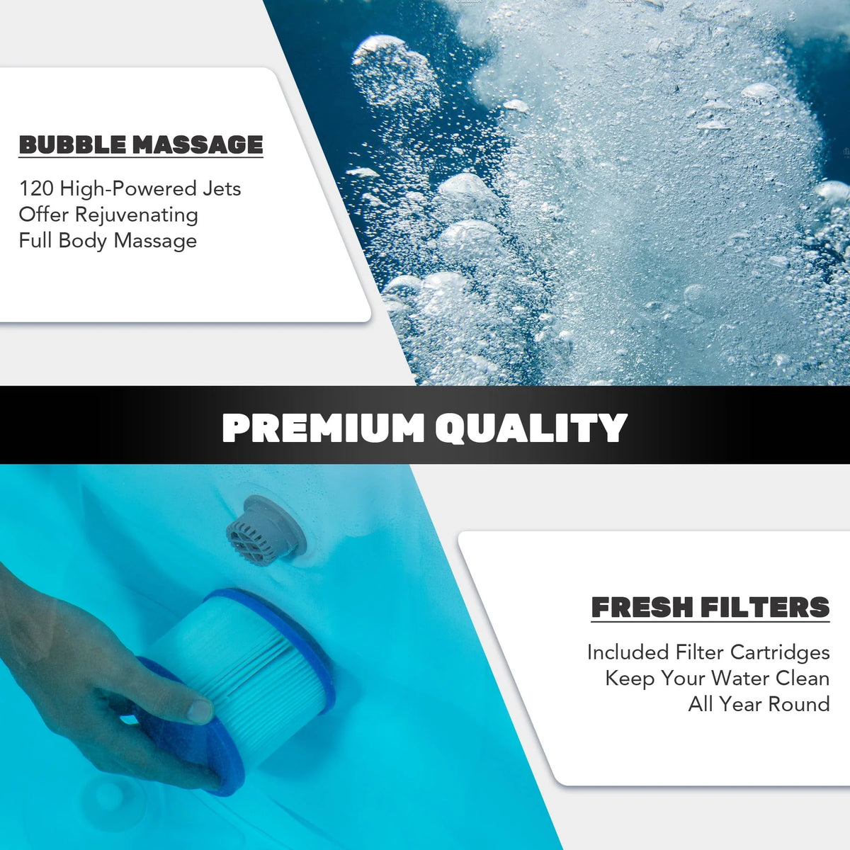 5x5ft Square Inflatable Spa Tub with 120 Massaging Jets L9768