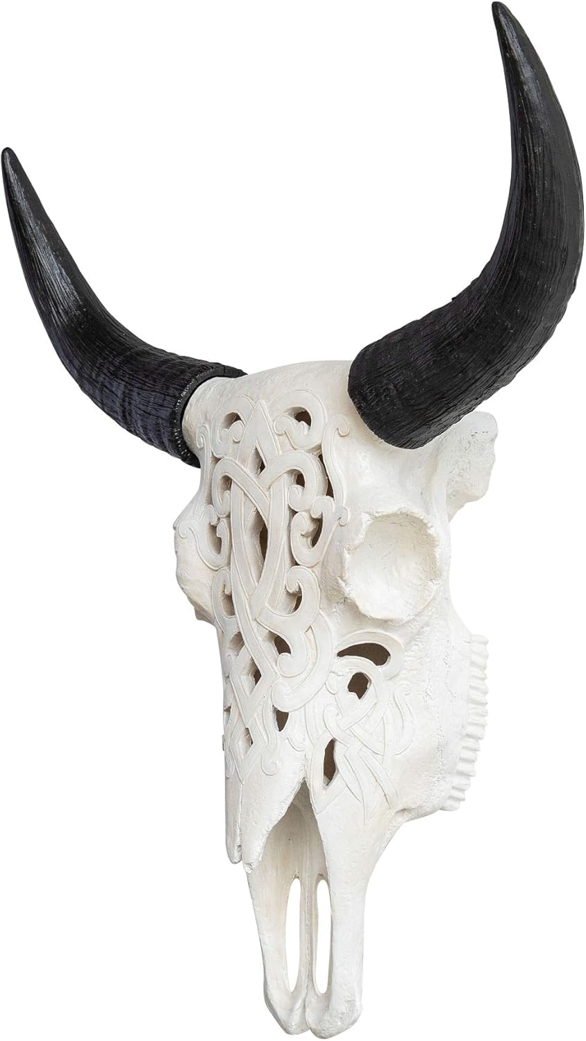 Faux Decorative Carved Cow Skull Wall Mount B111454
