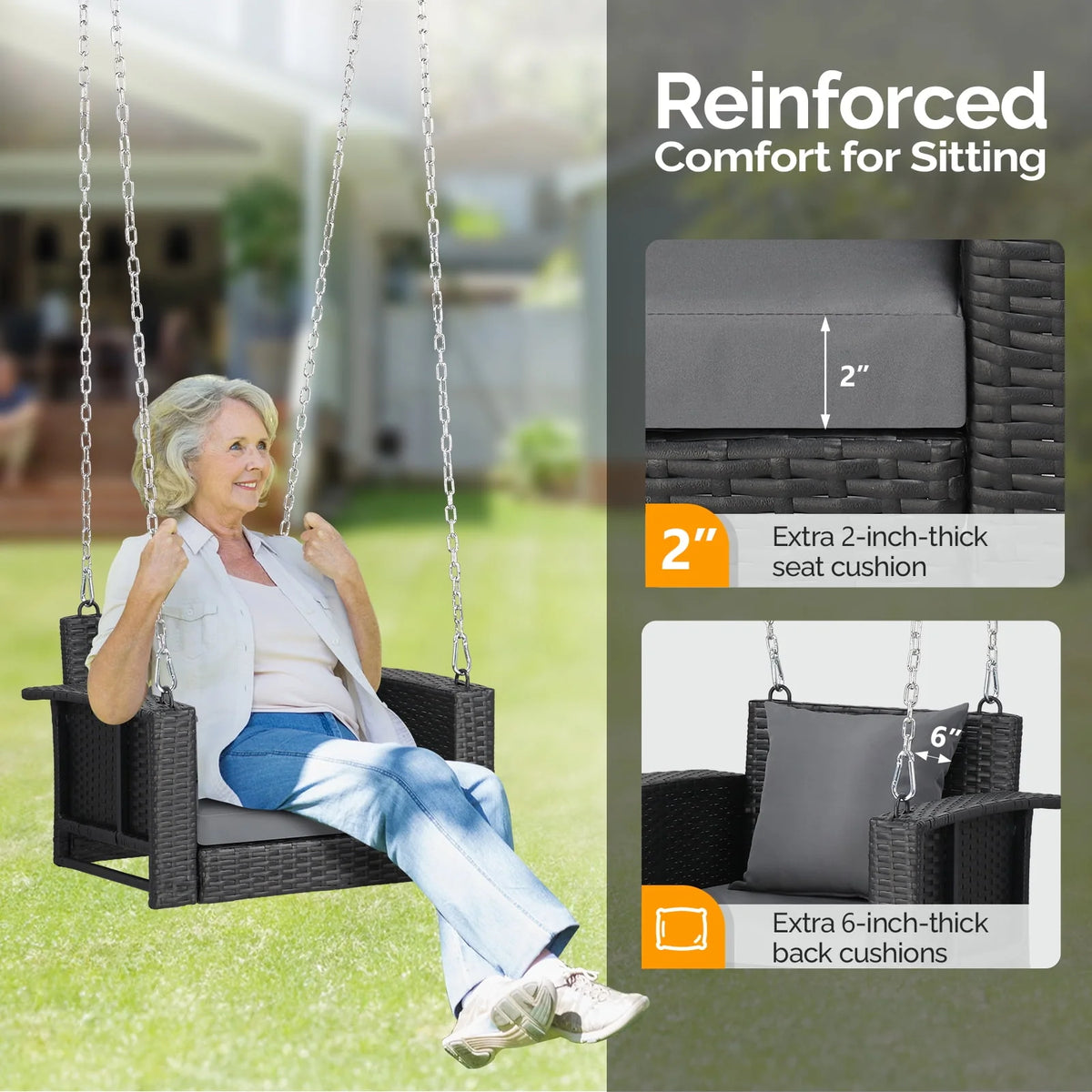 Black Rattan Swing Chair I1261