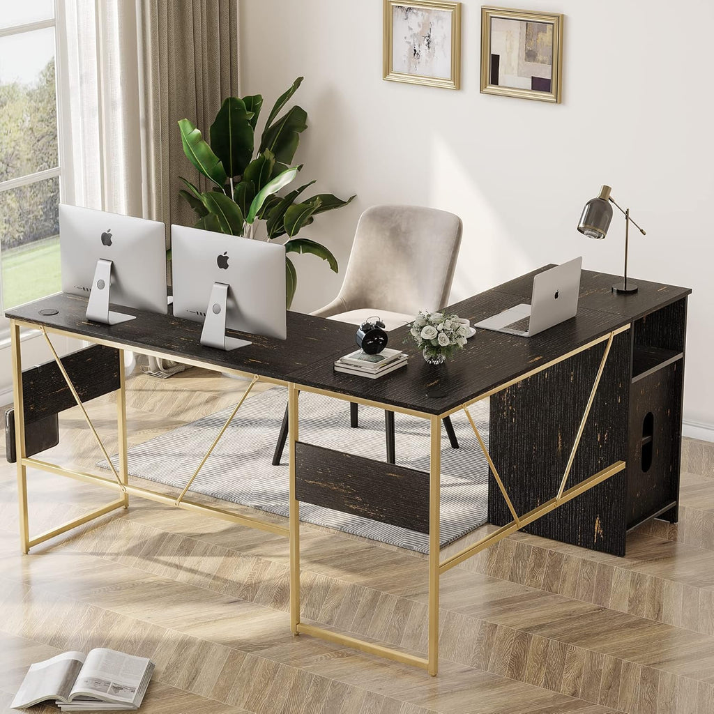 L Shaped Desk with Storage Cabinet 60 Inch Corner Desk L88489