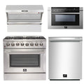 36 Inch Dual Fuel Range, Wall Mount Range Hood, Microwave Drawer, Dishwasher D17373
