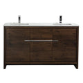 60 in. Rose Wood Bathroom Vanity with White Quartz Counter-Top D73954