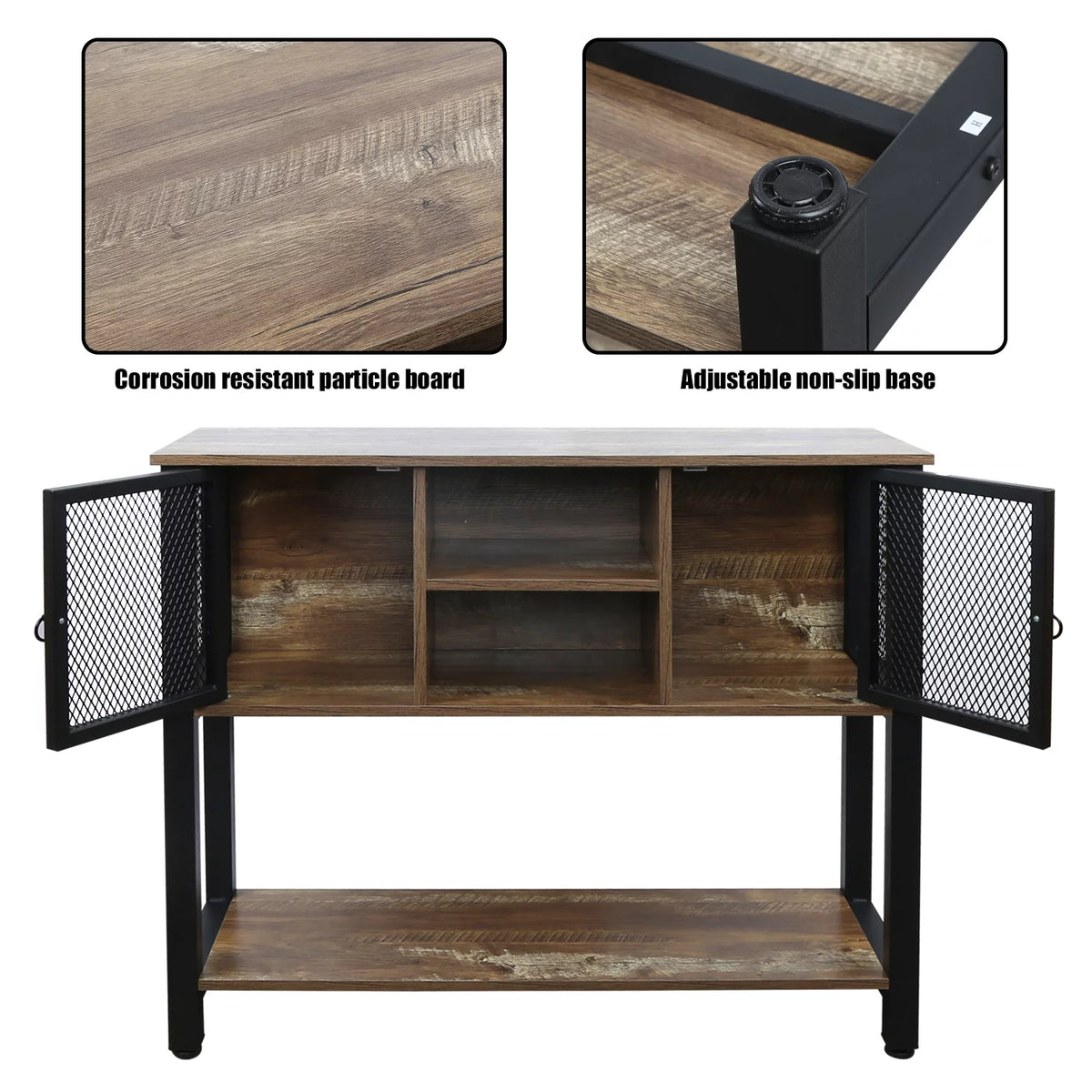 Brown Buffet Sideboard with Storage Shelves R119