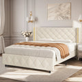 Queen Upholstered Bed Frame with Wingback Headboard V2788