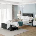 Queen Size Metal Platform Bed with Storage Drawer S484