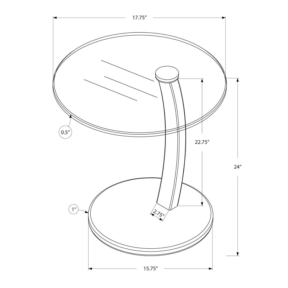 Cappuccino Bentwood Accent Table with Tempered Glass E2788