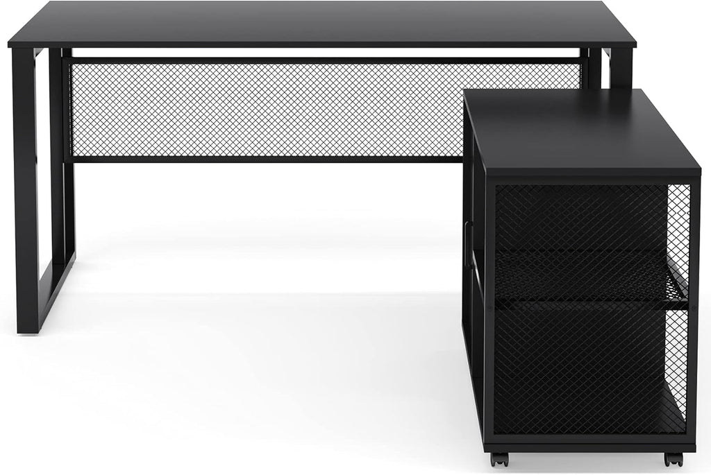 L-Shaped Computer Desk with File Cabinet L132991