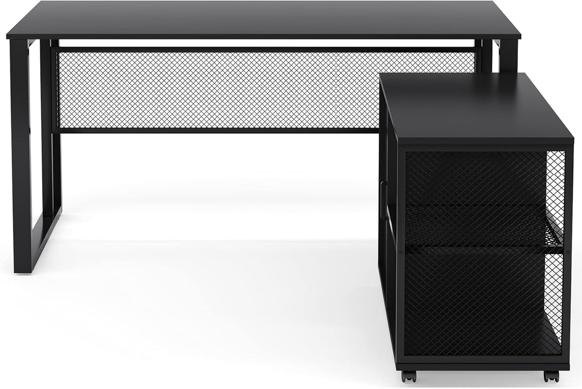 L-Shaped Computer Desk with File Cabinet L132991
