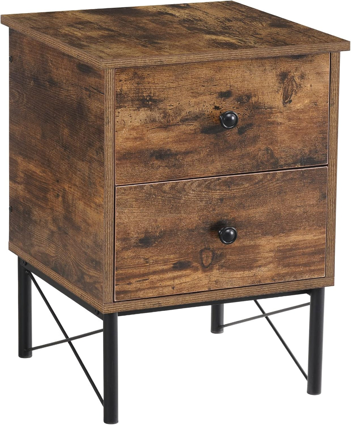 Vintage 2 Drawer Side Table with Metal Frame I639