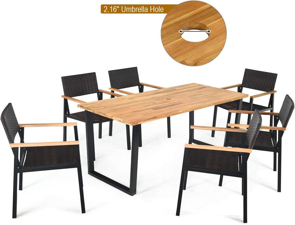 7 Pc Acacia Wood Outdoor Dining Set G38221